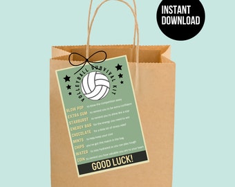 Survival Kit Volleyball Bag Tag Printable Good Luck Gift Volleyball Team Gifts Volleyball Gifts Team Printable Tag Instant Download