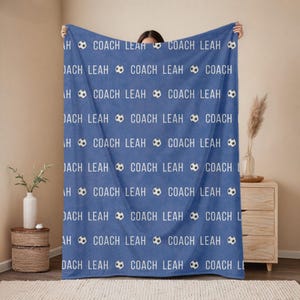 Soccer Coach Gift Personalized Soccer Blanket End of Season Gift Coach Appreciation Gift Custom Blanket Soccer Gift Customizable Blanket