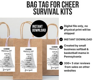 Cheer Camp Survival Kit Printable Bag Tag for Cheer Gift Bags Cheer ...