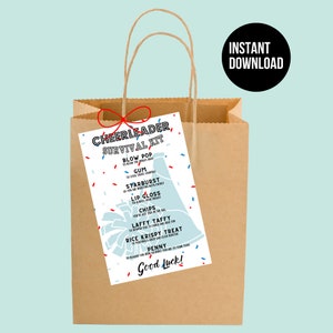 Cheerleader Wettbewerb Survival Kit Taschenanhänger für Jubeln Geschenktaschen jubeln Geschenke Sofortiger Download druckbare jubeln Taschenanhänger Cheerleader Geschenk