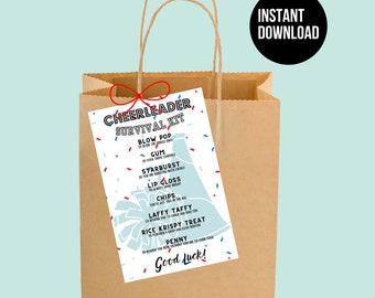 Cheerleading Competition Survival Kit Bag Tag for Cheer Gift Bags Cheer Gifts Instant Download Printable Cheer Bag Tags Cheerleader Gift