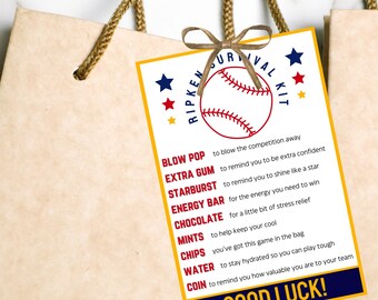 Ripken Survival Kit Bag Tag Printable Good Luck Tags Baseball Team Gifts Baseball Gifts Baseball Printable Tag Gift Tag Treat Bag Tags