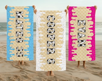 Soccer Gift Custom Beach Towel Soccer Towel Soccer Birthday Soccer Party Boys Beach Towel Birthday Gift Soccer Drip Ice Cream Drip Sprinkles