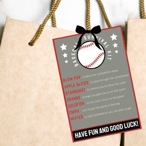 Baseball Snack Tags Baseball Survival Kit Baseball Snacks Taschen für Team Leckerli Taschen Geschenkanhänger Baseball Geschenk Druckbares Baseball Team Geschenk