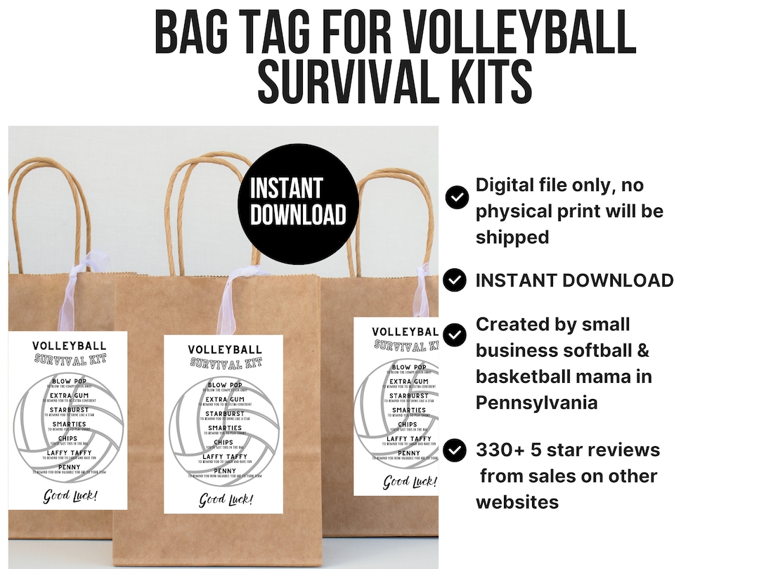 Instant Download Volleyball Team Gift Tag Printable Volleyball Survival ...