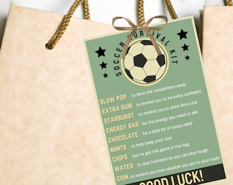 Survival Kit Soccer Bag Tag Printable Good Luck Gift Soccer Team Gifts Soccer Gifts Team Tournament Printable Tag Instant Download PDF PNG