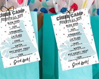 Cheer Camp Survival Kit Printable Bag Tag for Cheer Gift Bags Cheer Team Gift Idea Instant Download Cheer Bag Tags Cheerleader Gift for Team