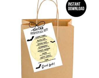 Soccer Halloween Treat Bags Soccer Survival Kit Soccer Bag Tag Printable Good Luck Gift Soccer Team Gifts Soccer Gifts Printable Gift Tag