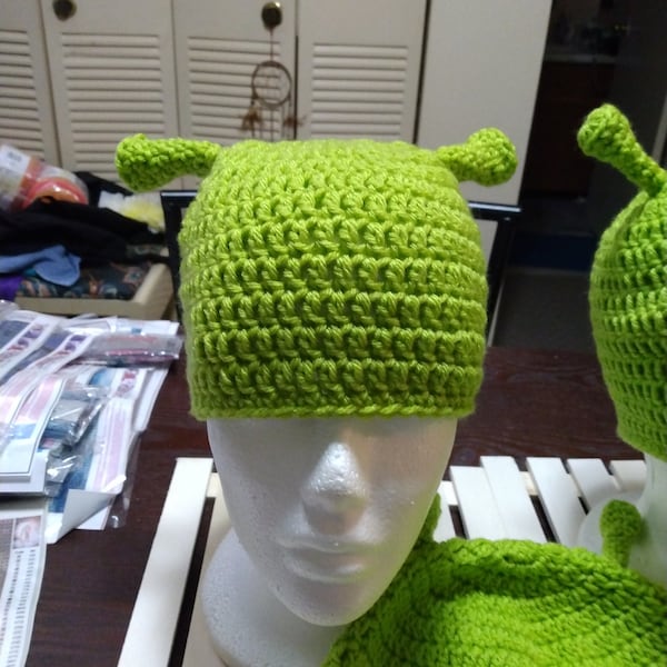 Adult Crocheted Shrek Beanies