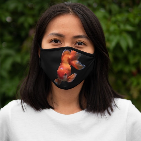 Goldfish Face Mask, Nature Face Masks, Fish Face Masks, Unique Face Masks,  Made in USA, Machine Washable, Fitted Polyester Face Mask 