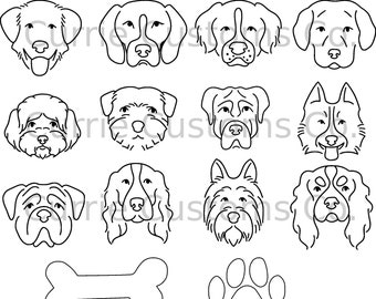 Puppy Dog Faces - Digital Files SVG, PDF, PNG