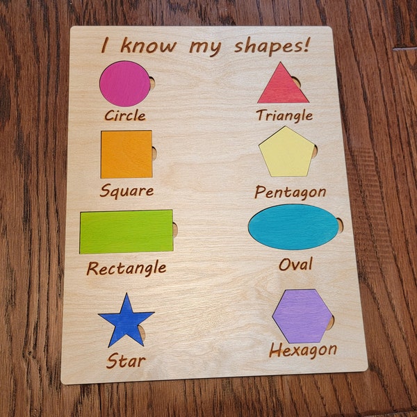 Children's Shape Puzzle Board - SVG, DXF, PDF Laser Cut Files