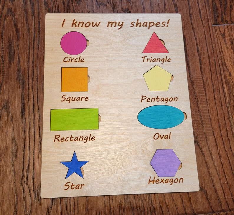 Children's Shape Puzzle Board - SVG, DXF, PDF Laser Cut Files image 1