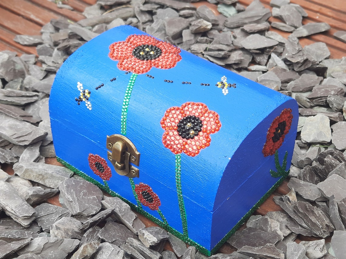 Hand Painted and decorated Treasure Chest with Flower design Etsy