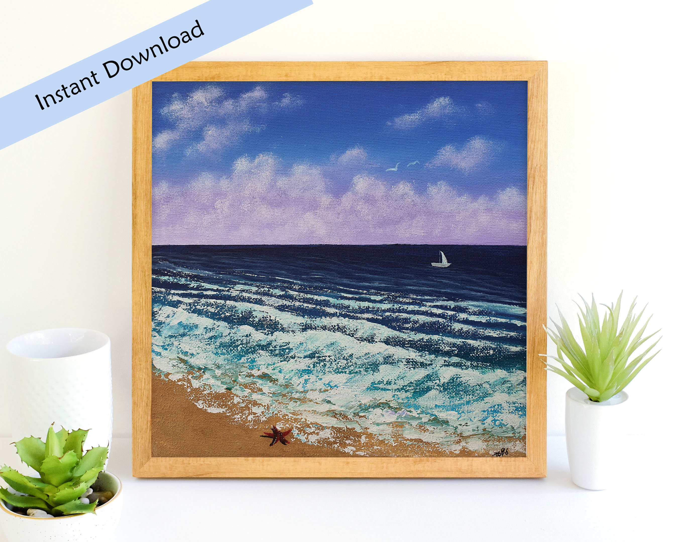 Printable Seascape Painting Tropical Sea View Instant - Etsy
