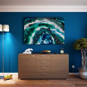 Abstract Resin Art Painting home decoration Resin Geode Wall Art 3D Painting Luxury Geode Art Blue Green Gift Idea