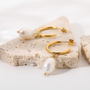 Zierliche Süsswasserperlen Ohrringe | Edelstahl Ohrringe | Brautjungfer Schmuck Geschenk | Versandfertig | Schneller Versand