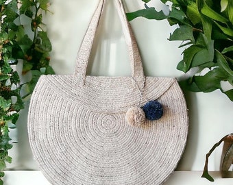 Handmade Raffia Shoulder Bag: Large Boho Tote
