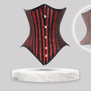 Antique Steel Boned Underbust Corset Waist Trainer Handmade Plus Size Bustier Cosplay