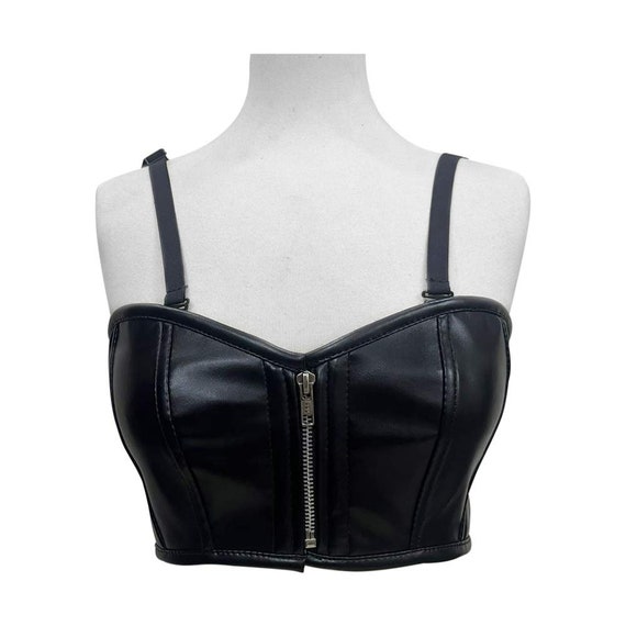 faux leather bustier crop top