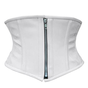 Corsetto sottoseno con lacci fatto a mano e stecche in acciaio - Vera pelle, con cerniera, coulisse posteriore, cerniera anteriore completa, taglie forti