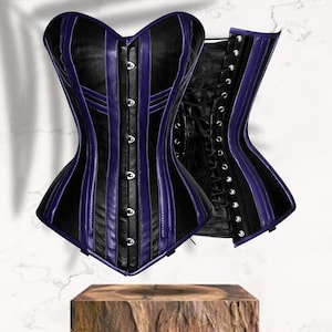 Real Leather Plus Size Waist Training Overbust Corset Handmade, Back Lace Drawstring, Front Hook Steel Bond, Trendy Shaper for Women Gift