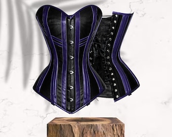 Leather Corset, Plus Size Overbust Corset, Steel Boned Waist Trainer
