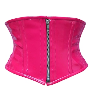 Handmade Lace Up Steel Boned Underbust Waist Trainer Corset - Genuine Leather, Zip Up, Back Tie Drawstring, Front Full Zipper, Plus Size