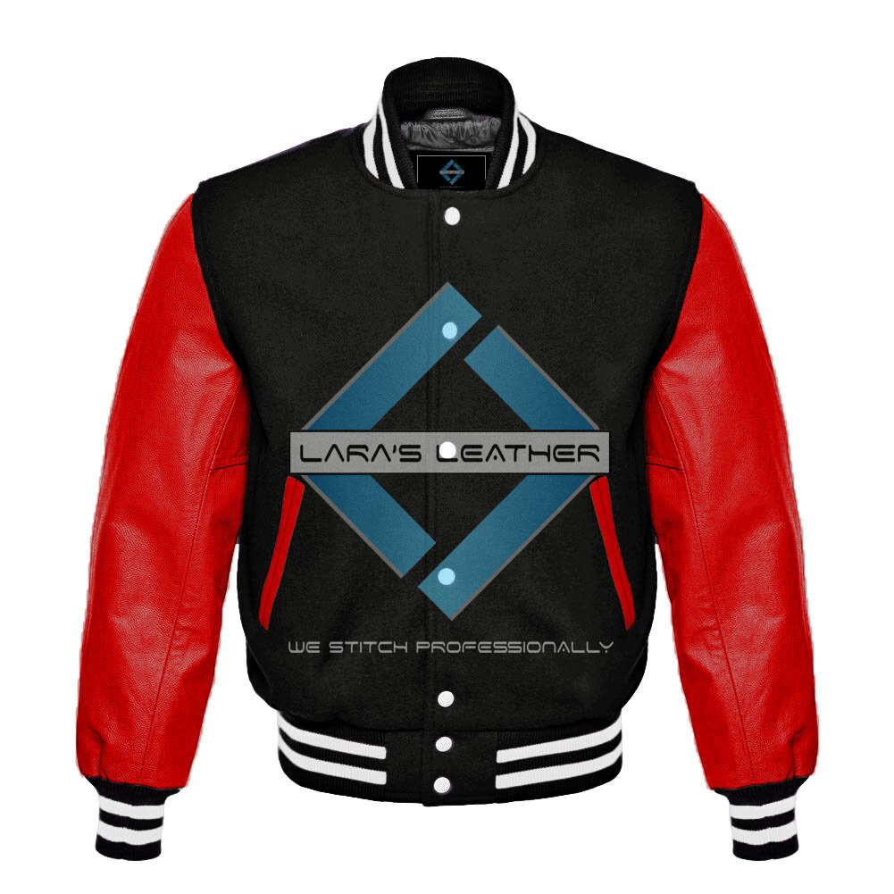 Varsity Letterman Baseball Bomber Red Wool body & Pink Leather Sleeves Jacket Varsity Letterman Baseball Bomber Red Wool body & Pink Leather Sleeves Jacket