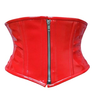 Handmade Lace Up Steel Boned Underbust Waist Trainer Corset - Genuine Leather, Zip Up, Back Tie Drawstring, Front Full Zipper, Plus Size