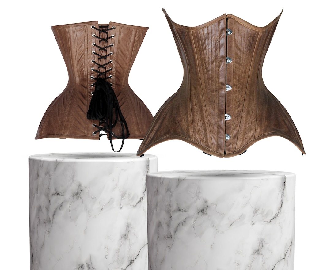 Leather Corset, Plus Size Underbust Corset, Steel Boned Waist Trainer