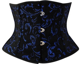 Medieval Floral Brocade Corset Steel Boned Waist Cincher Lace Up Renaissance Gothic Costume Bodice
