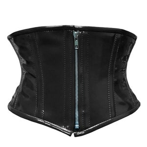 Handmade Lace Up Steel Boned Underbust Waist Trainer Corset - Genuine Leather, Zip Up, Back Tie Drawstring, Front Full Zipper, Plus Size