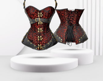 Steel Boned~ Handmade~ Over bust corset/Plus size~ Waist Training Corset