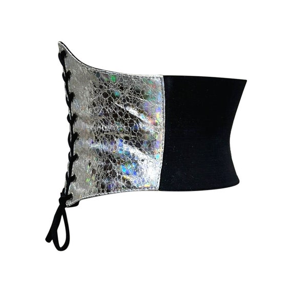 Silver Metallic Lacing Corset Statement Belt High corset belt with padlocks in Silver for Women  main image 4
