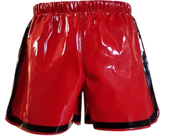 Men PVC Patent Panties Hot Boxer Short Side Split Sport Shorts with Elastic Band Waist