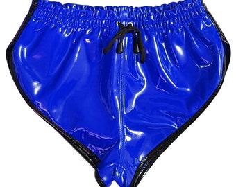 Men's Patent Leather Booty Shorts: Lace Up Low Rise Summer Shorts