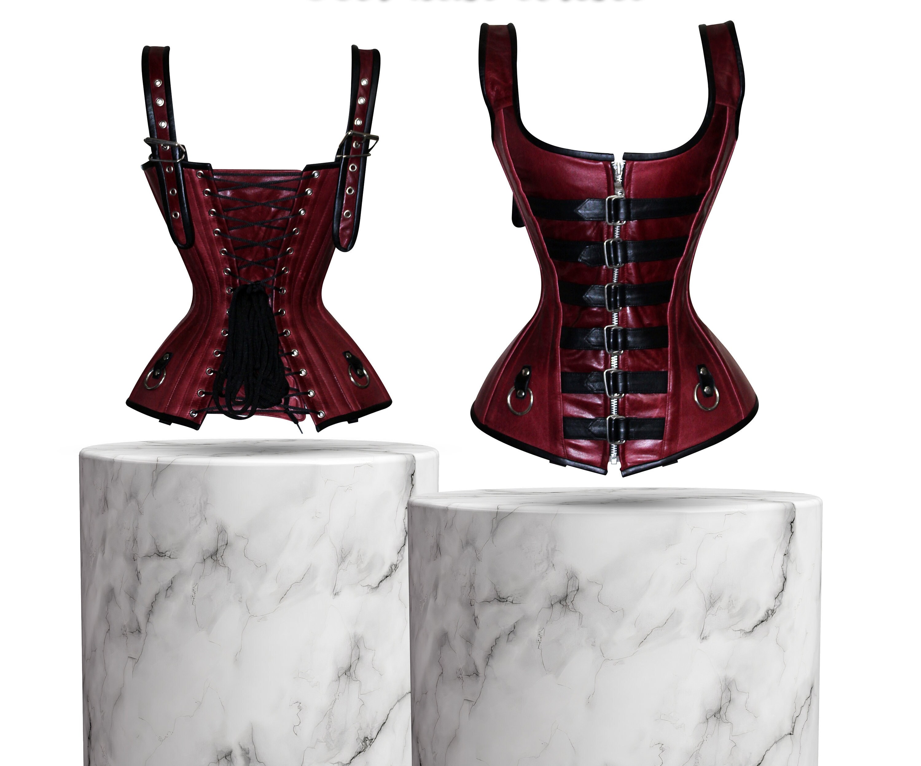 Vintage Latex corset waist cincher belt, Buckles and zip – TCTvintage