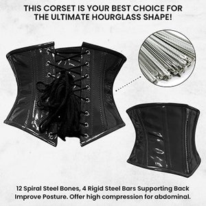 Waist Trainer/Steel Boned corset Lace up handmade Underbust corset image 3