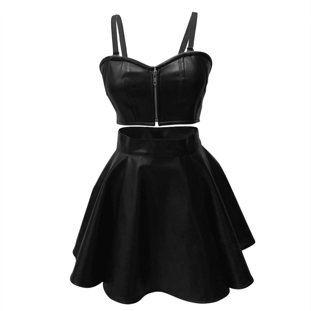 slim fit dress slacks Plus Size Strapless Faux Leather Maxi Dress main image 1