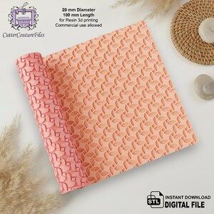 May include: A rolled-up, coral-colored resin 3D printing sheet with a repeating geometric pattern. The sheet is 100 mm long and 20 mm in diameter. The text on the image says "Commercial use allowed" and "Instant Download Digital File."