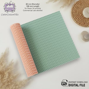 Gebreide textuurroller voor polymeerklei: truipatroon (STL digitaal bestand) #073