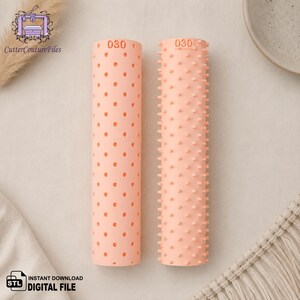2 Polka Dot Texture Roller for Polymer Clay: Bubble Dot Pattern (STL Digital File) #030 #036
