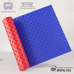 Star Texture Roller for Polymer Clay: Embossing Tool (20x100mm) (Digital File)