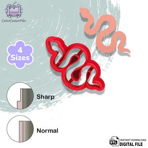 Curvy Snake Clay Cutter STL | 4 Sizes (51–70mm) & 2 Edge Options | Polymer Clay Earring Cutter | 3D Printing Digital File