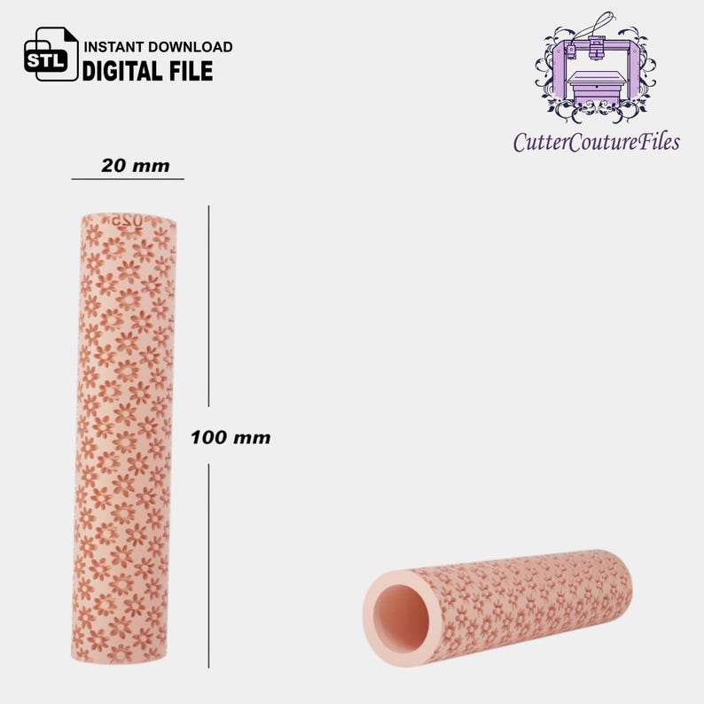 Polymer Clay Flower Texture Roller: Festive Spring Embossing (STL Digital File) image 2