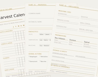 Revista de Materia Médica (PDF) / Compendio de hierbas imprimible / Cuaderno de herbolario / Plantilla de monografía de plantas / Herbolaria ancestral / Tamaño carta