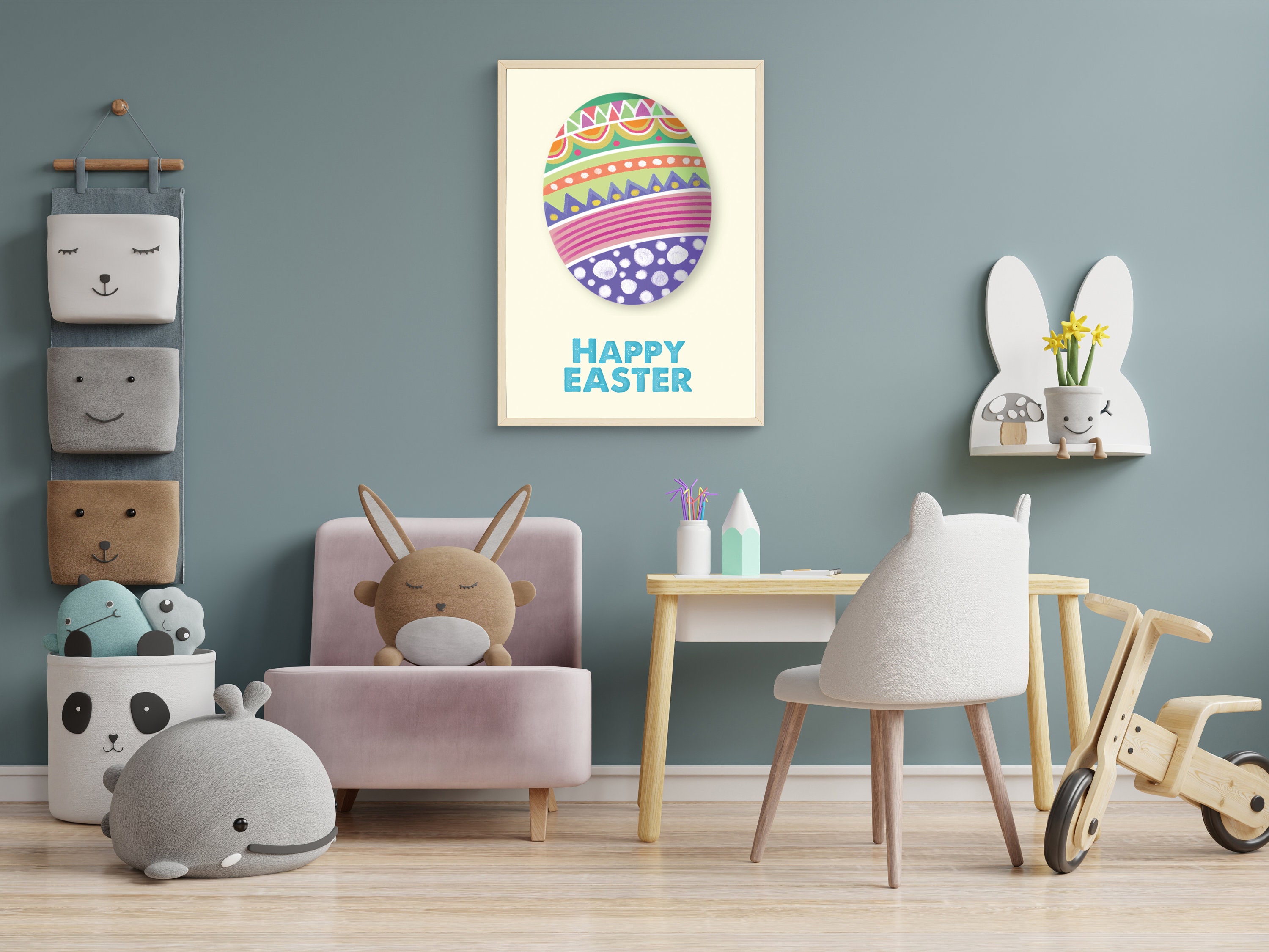 Happy Easter Printable Easter Wall Art Easter Egg Print Etsy UK