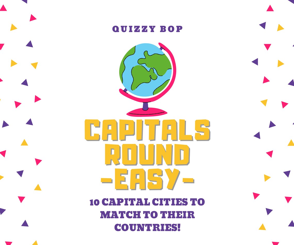 Capital City Quiz Printable Easy Difficulty 10 Questions - Etsy