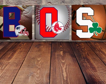 A collection of Boston Sports Teams - Boston Celtics, Boston Red Sox, New England Patriots, Etc. Perfect for any Mancave!